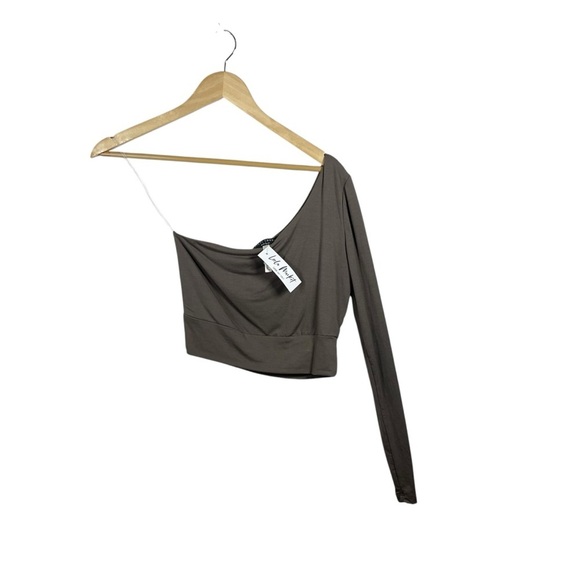 NWT Final Touch Asymmetrical One Sleeve Modal Blouse in Brown Size M - Picture 3 of 10